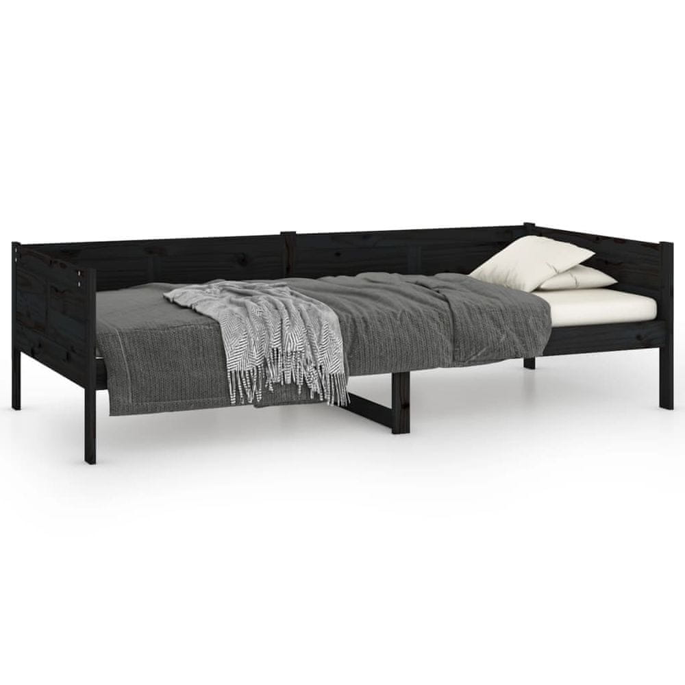Vidaxl Denná posteľ čierna borovicový masív 90x190 cm